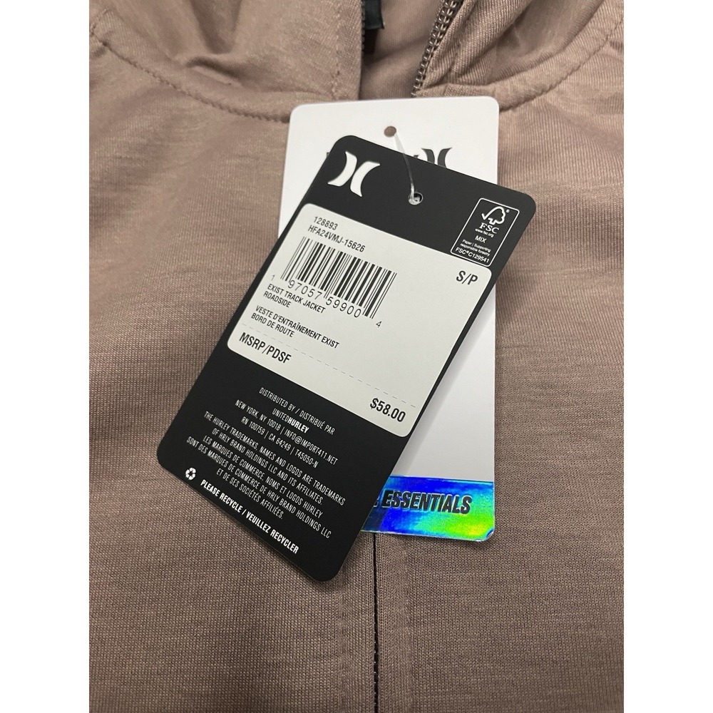 Hurley Exist Track Jacket - NWT Mens Size Small Cocoa / White Stripe - Picture 6 of 13